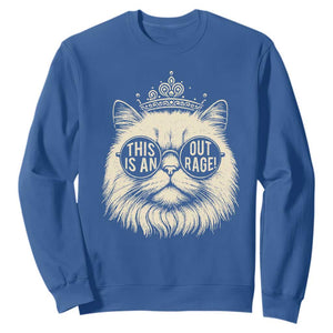 Dungeon Cat This Is An Outrage Sweatshirt Funny Princess Kitten TS11 Royal Blue Print Your Wear