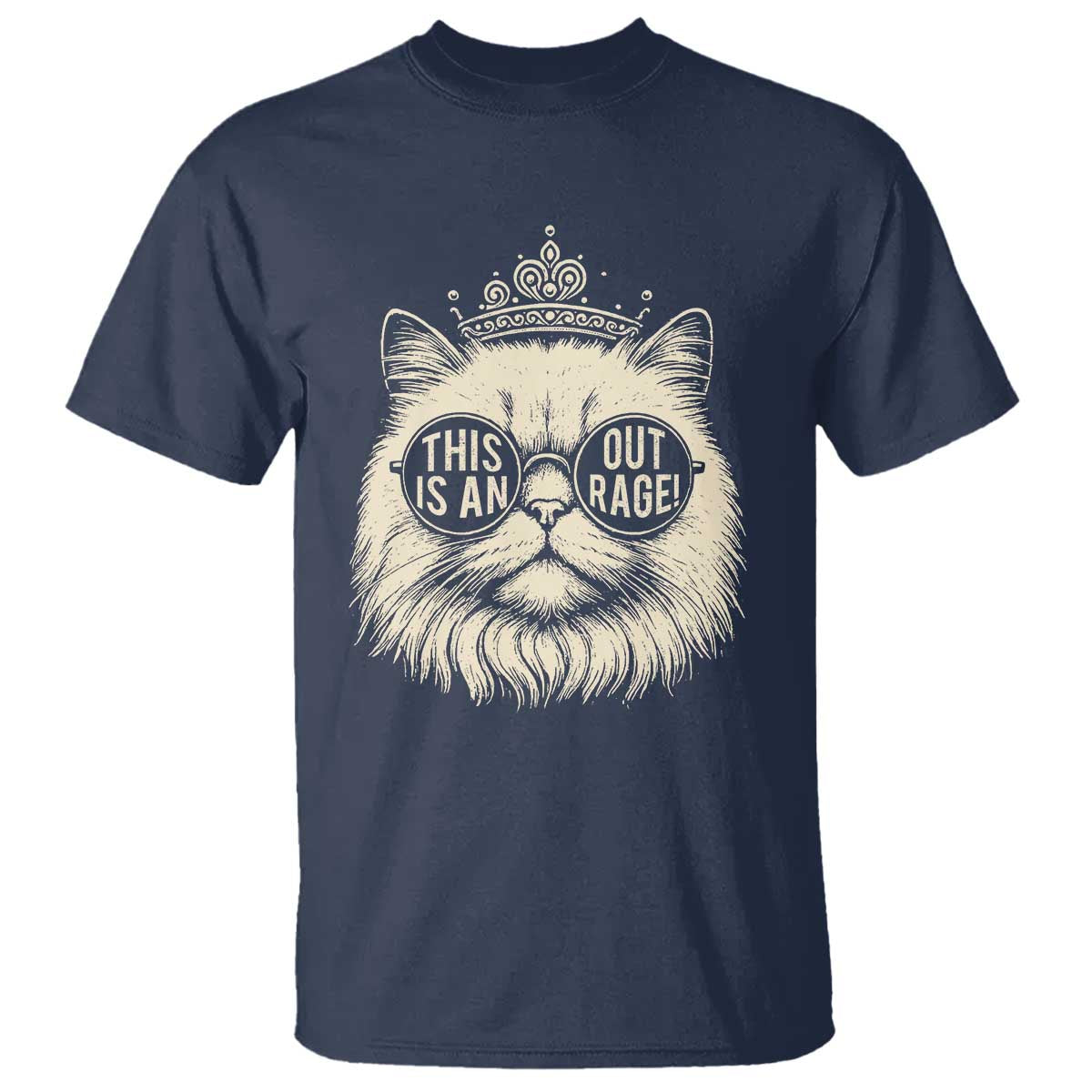 Dungeon Cat This Is An Outrage T Shirt Funny Princess Kitten TS11 Navy Print Your Wear