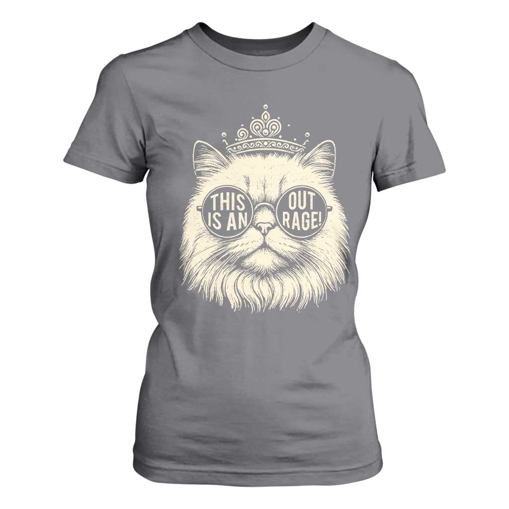 Dungeon Cat This Is An Outrage T Shirt For Women Funny Princess Kitten TS11 Charcoal Print Your Wear