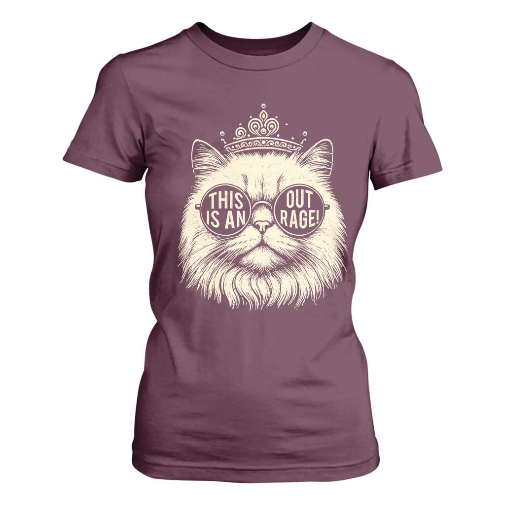 Dungeon Cat This Is An Outrage T Shirt For Women Funny Princess Kitten TS11 Maroon Print Your Wear