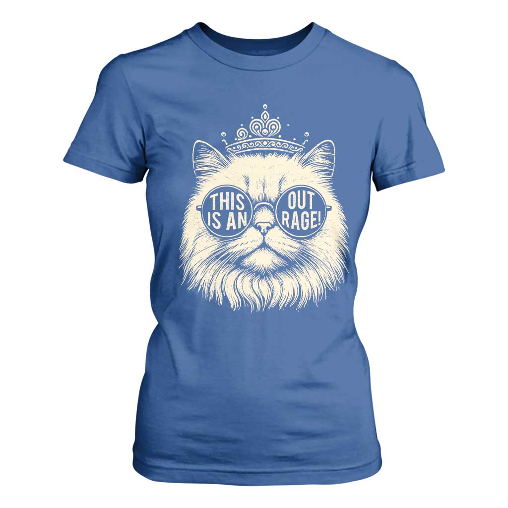 Dungeon Cat This Is An Outrage T Shirt For Women Funny Princess Kitten TS11 Royal Blue Print Your Wear