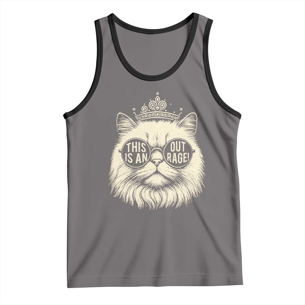 Dungeon Cat This Is An Outrage Tank Top Funny Princess Kitten TS11 Deep Heather Black Print Your Wear