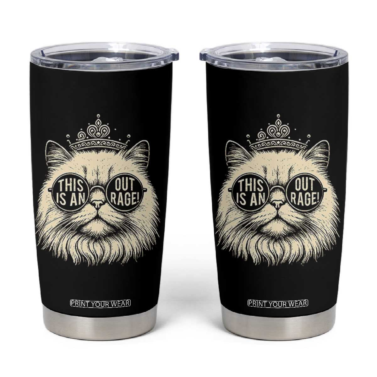 Dungeon Cat This Is An Outrage Tumbler Cup Funny Princess Kitten TS11 Black Print Your Wear