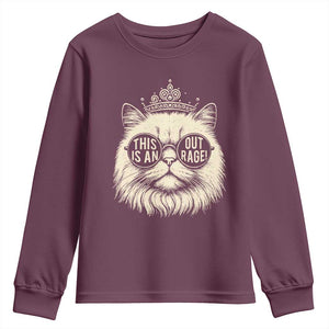 Dungeon Cat This Is An Outrage Youth Sweatshirt Funny Princess Kitten TS11 Maroon Print Your Wear