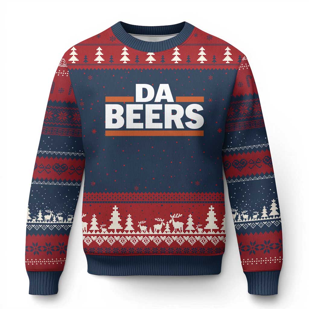 Funny Chicago Beer Lover Ugly Christmas Sweater Beer Day Drinking Party TS11 Navy Red Print Your Wear