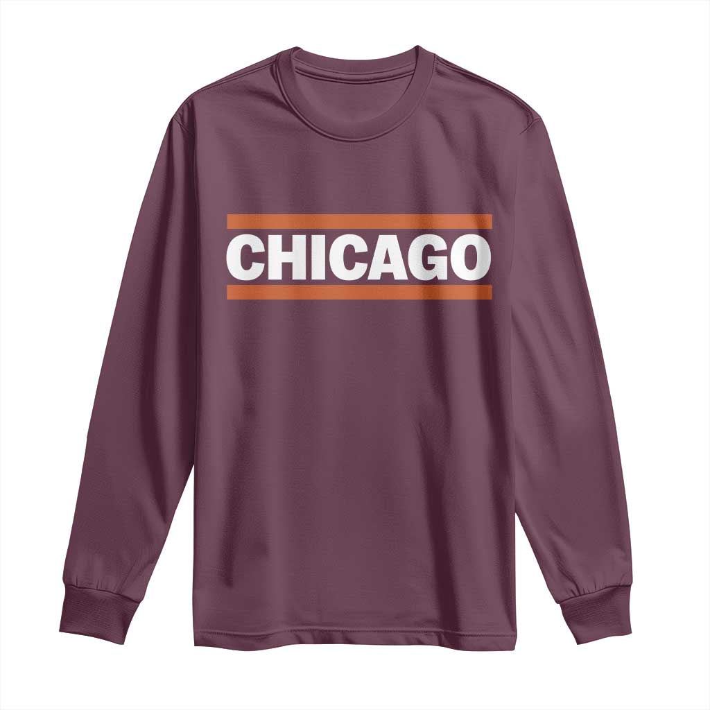 Chicago Long Sleeve Shirt Classic Retro City Illinois IL Lake Michigan Midwest Pride TS11 Maroon Print Your Wear