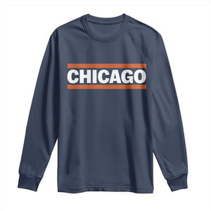 Chicago Long Sleeve Shirt Classic Retro City Illinois IL Lake Michigan Midwest Pride TS11 Navy Print Your Wear