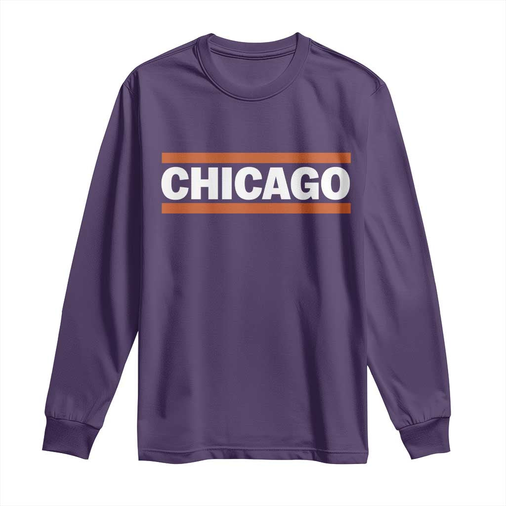 Chicago Long Sleeve Shirt Classic Retro City Illinois IL Lake Michigan Midwest Pride TS11 Purple Print Your Wear