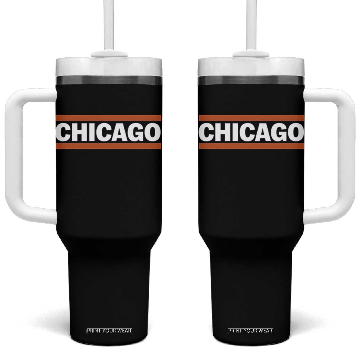 Chicago Tumbler With Handle Classic Retro City Illinois IL Lake Michigan Midwest Pride TS11 One Size: 40 oz Black Print Your Wear