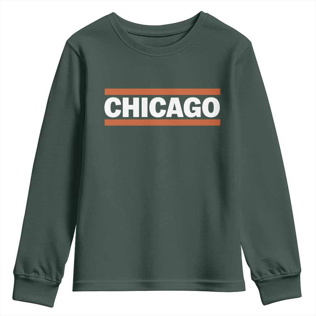 Chicago Youth Sweatshirt Classic Retro City Illinois IL Lake Michigan Midwest Pride TS11 Dark Forest Green Print Your Wear