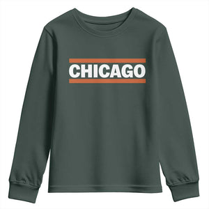 Chicago Youth Sweatshirt Classic Retro City Illinois IL Lake Michigan Midwest Pride TS11 Dark Forest Green Print Your Wear