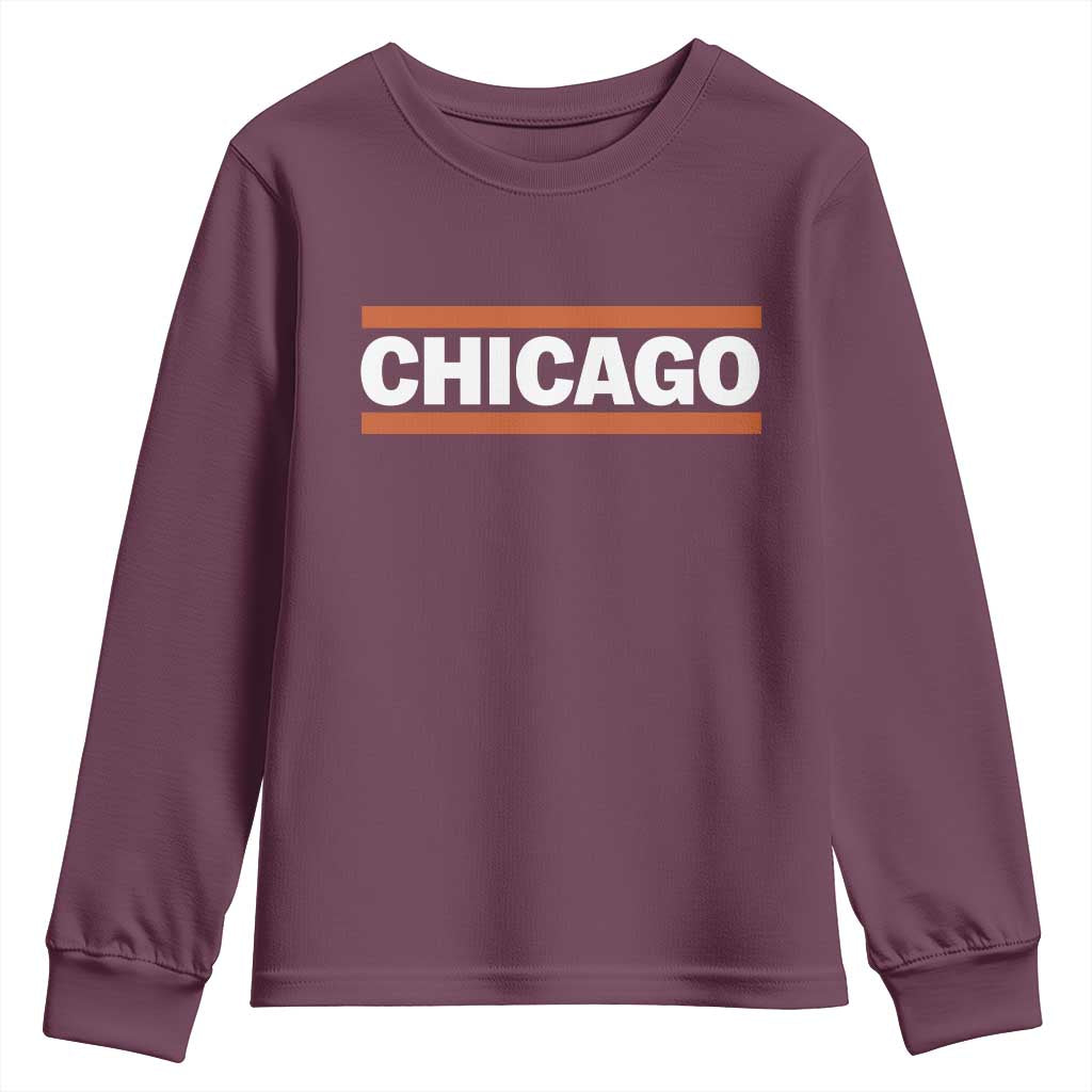 Chicago Youth Sweatshirt Classic Retro City Illinois IL Lake Michigan Midwest Pride TS11 Maroon Print Your Wear