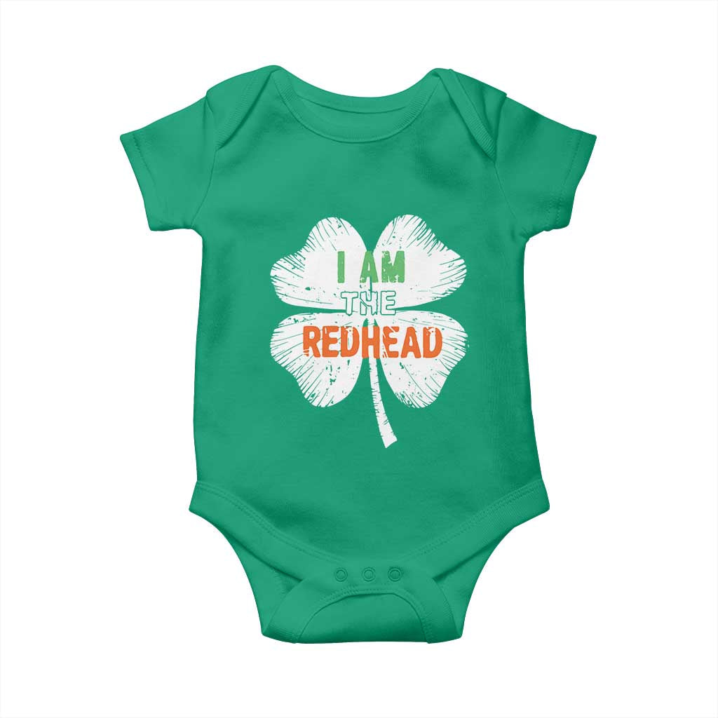 Funny Irish St Patrick's Day I Am The Redhead Baby Onesie Vintage Clover Shamrock TS11 Irish Green Print Your Wear