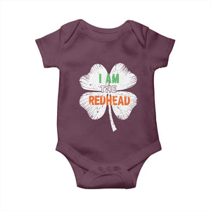 Funny Irish St Patrick's Day I Am The Redhead Baby Onesie Vintage Clover Shamrock TS11 Maroon Print Your Wear