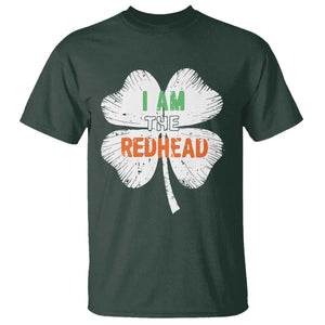 Funny Irish St Patrick's Day I Am The Redhead T Shirt Vintage Clover Shamrock TS11 Dark Forest Green Print Your Wear