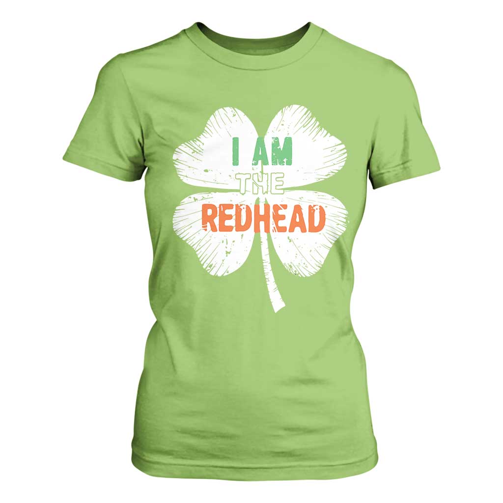 Funny Irish St Patrick's Day I Am The Redhead T Shirt For Women Vintage Clover Shamrock TS11 Lime Print Your Wear