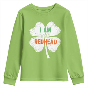 Funny Irish St Patrick's Day I Am The Redhead Youth Sweatshirt Vintage Clover Shamrock TS11 Lime Print Your Wear