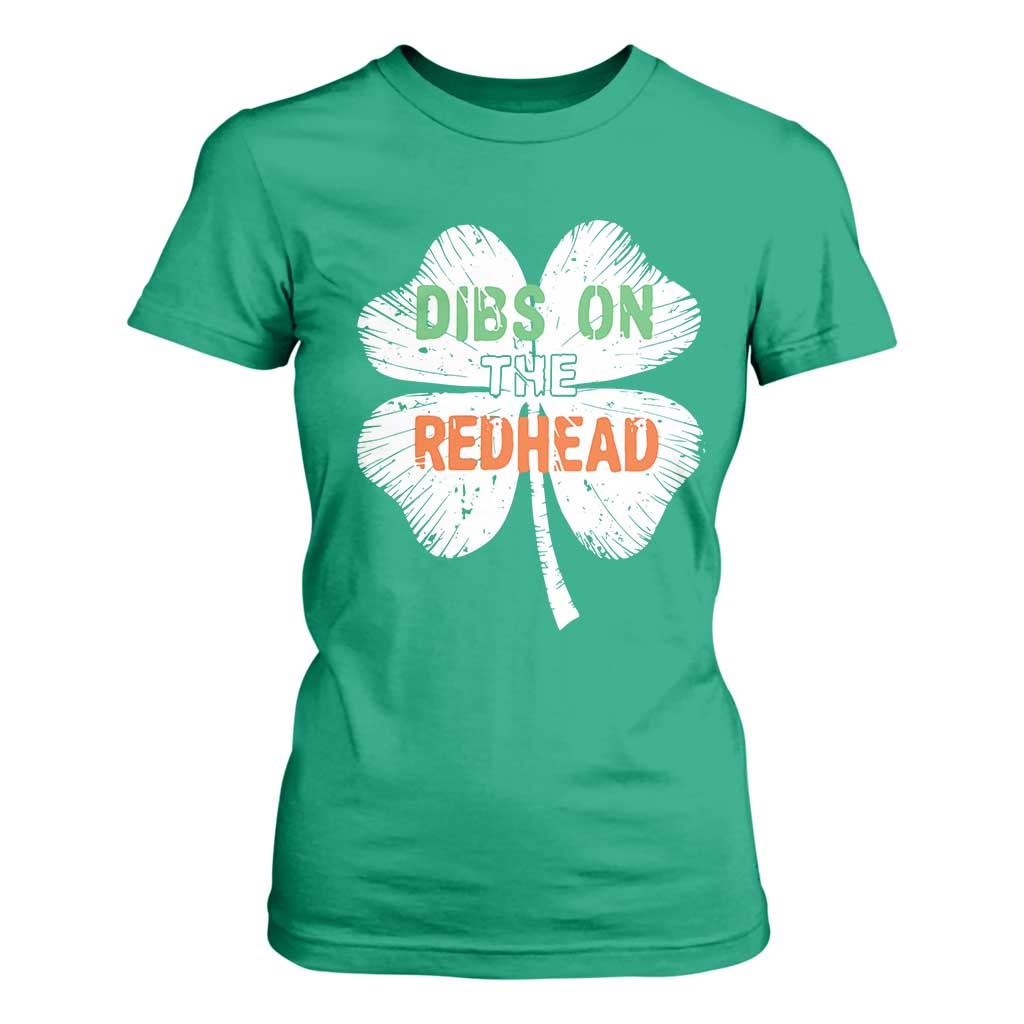 Funny Irish St Patrick's Day Dibs On The Redhead T Shirt For Women Vintage Clover Shamrock TS11 Irish Green Print Your Wear