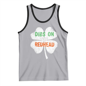 Funny Irish St Patrick's Day Dibs On The Redhead Tank Top Vintage Clover Shamrock TS11 Athletic Heather Black Print Your Wear