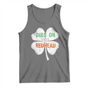 Funny Irish St Patrick's Day Dibs On The Redhead Tank Top Vintage Clover Shamrock TS11 Black Heather Print Your Wear
