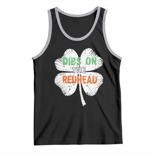 Funny Irish St Patrick's Day Dibs On The Redhead Tank Top Vintage Clover Shamrock TS11 Black Athletic Heather Print Your Wear