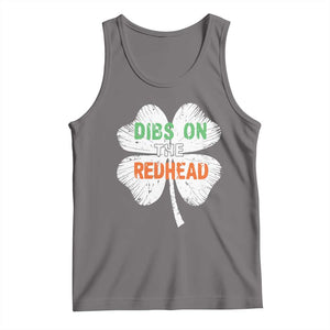 Funny Irish St Patrick's Day Dibs On The Redhead Tank Top Vintage Clover Shamrock TS11 Deep Heather Print Your Wear