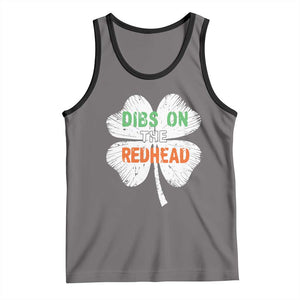 Funny Irish St Patrick's Day Dibs On The Redhead Tank Top Vintage Clover Shamrock TS11 Deep Heather Black Print Your Wear