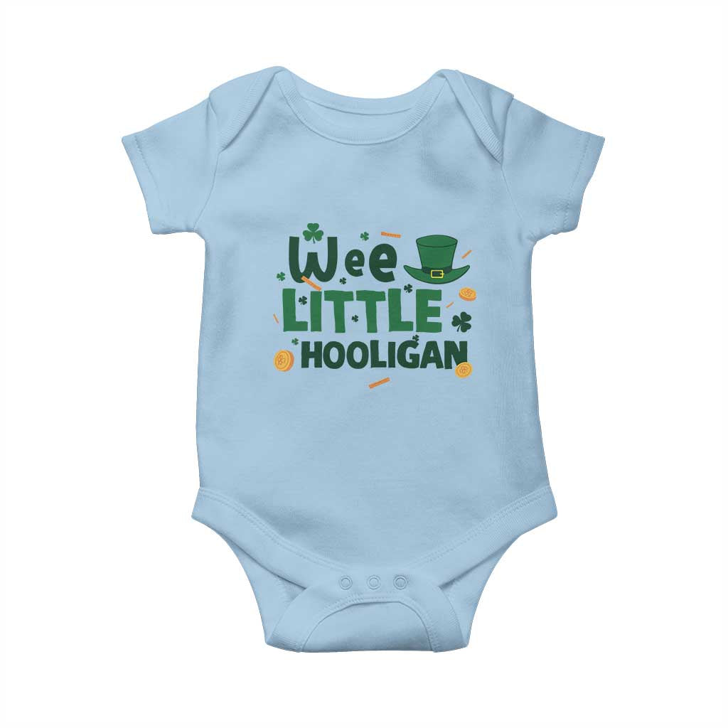 Funny St Patrick's Day Wee Little Hooligan Baby Onesie Shamrock TS11 Light Blue Print Your Wear