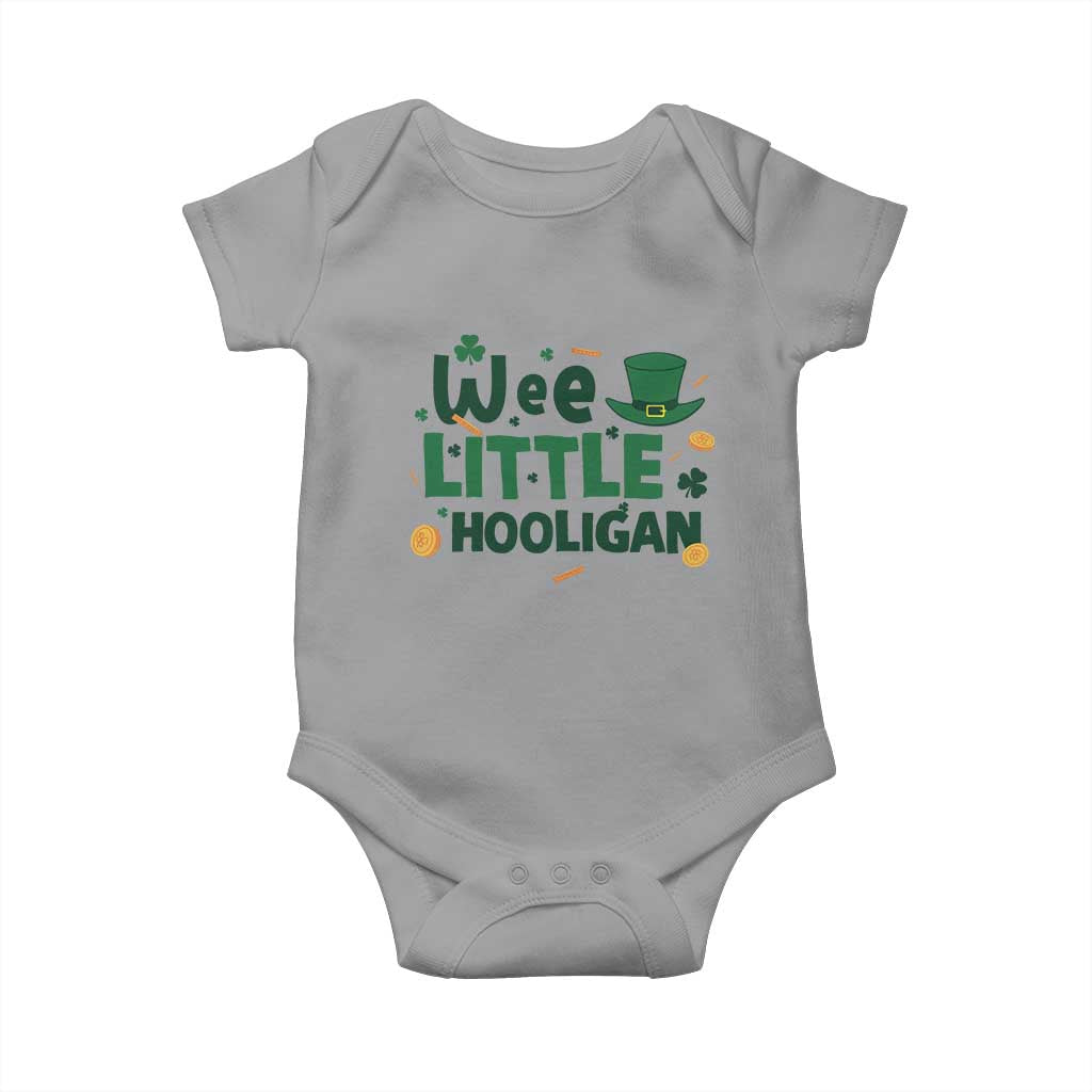 Funny St Patrick's Day Wee Little Hooligan Baby Onesie Shamrock TS11 Sport Gray Print Your Wear