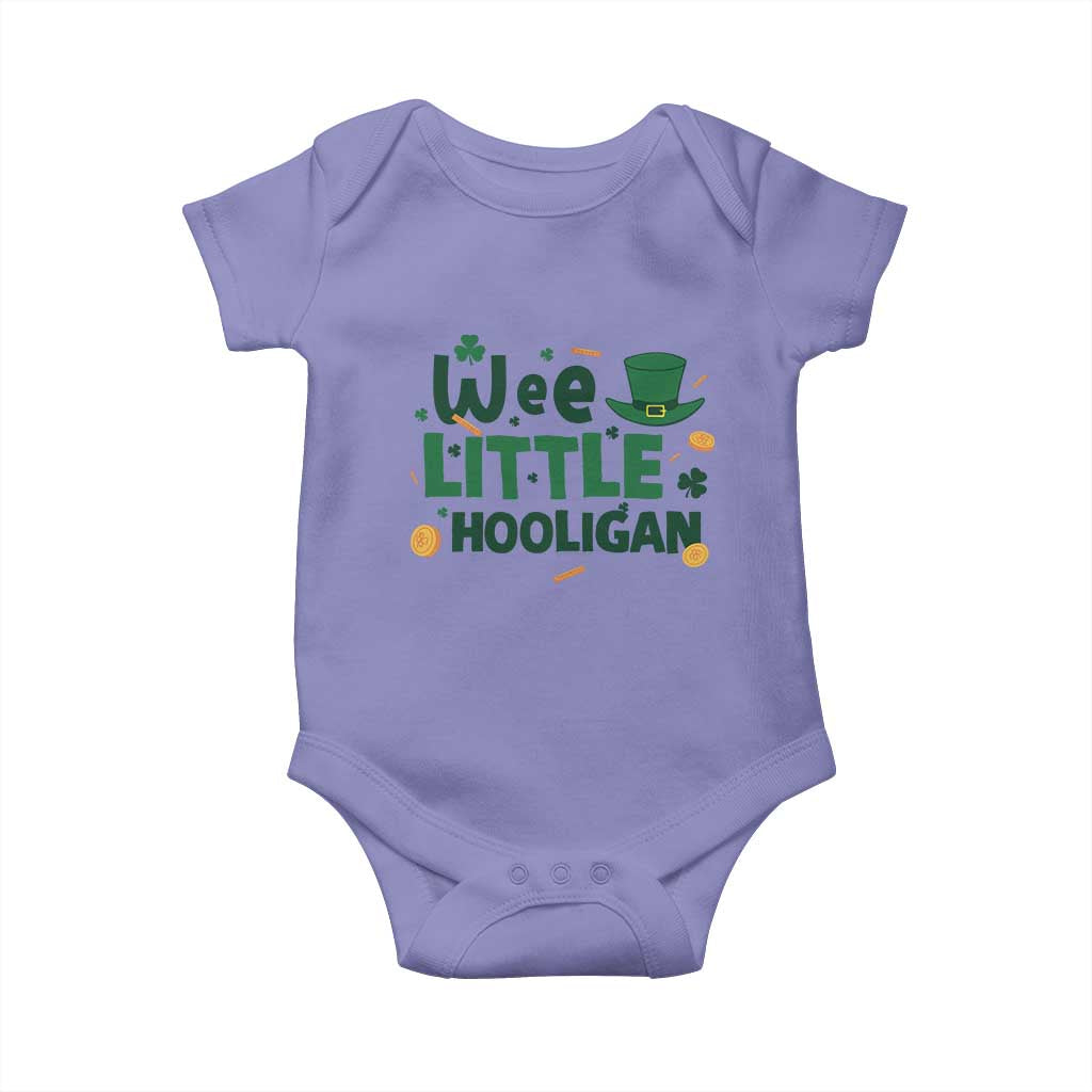 Funny St Patrick's Day Wee Little Hooligan Baby Onesie Shamrock TS11 Violet Print Your Wear