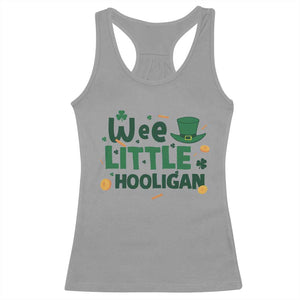 Funny St Patrick's Day Wee Little Hooligan Racerback Tank Top Shamrock TS11 Sport Gray Print Your Wear