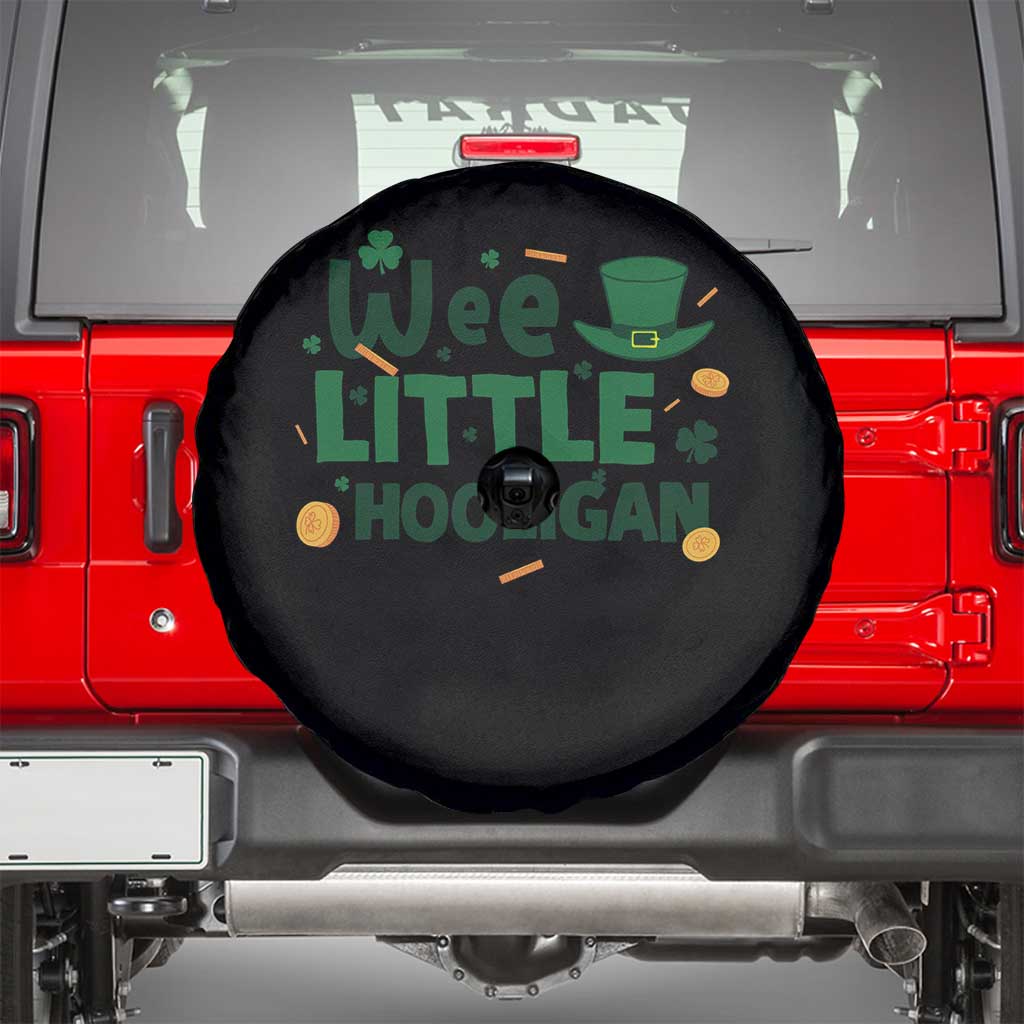 Funny St Patrick's Day Wee Little Hooligan Spare Tire Cover Shamrock TS11 Black Print Your Wear