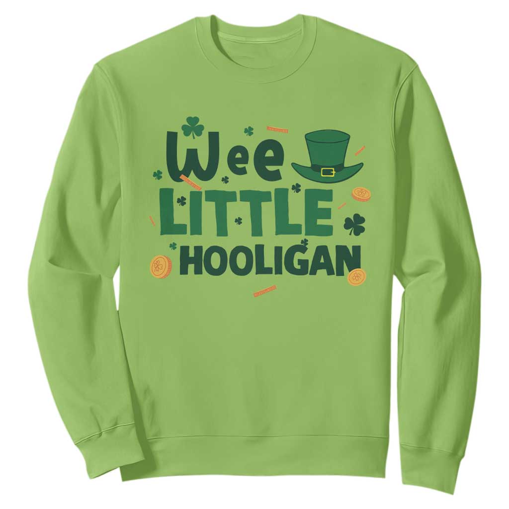 Funny St Patrick's Day Wee Little Hooligan Sweatshirt Shamrock TS11 Lime Print Your Wear