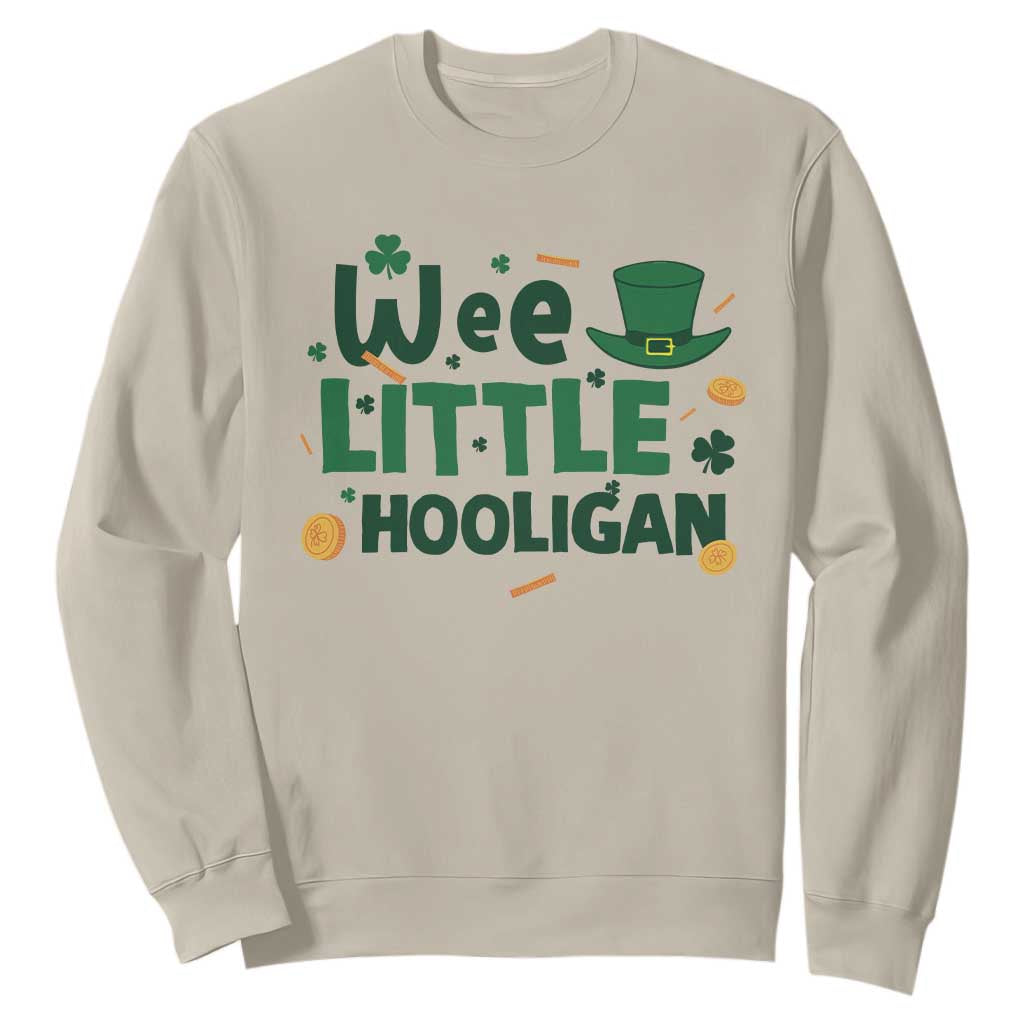 Funny St Patrick's Day Wee Little Hooligan Sweatshirt Shamrock TS11 Sand Print Your Wear