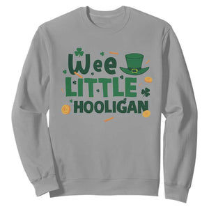 Funny St Patrick's Day Wee Little Hooligan Sweatshirt Shamrock TS11 Sport Gray Print Your Wear
