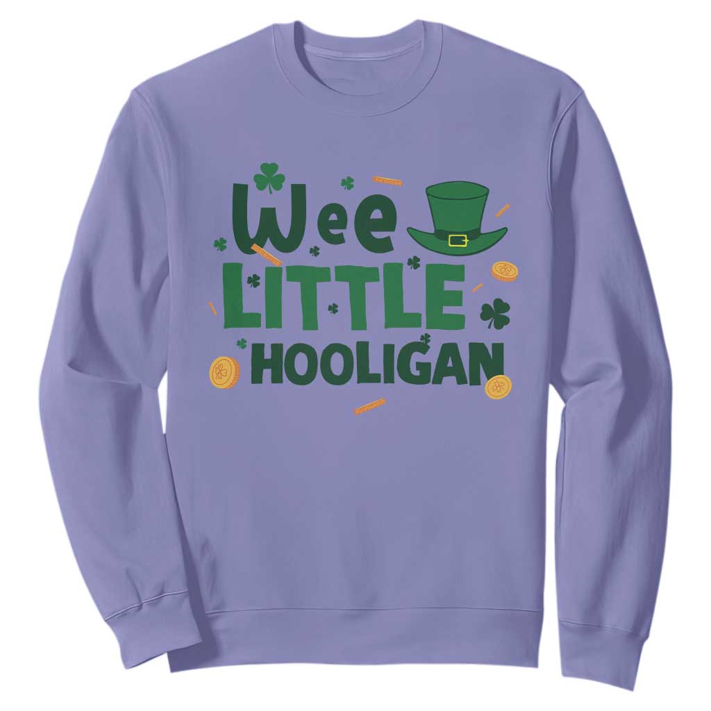 Funny St Patrick's Day Wee Little Hooligan Sweatshirt Shamrock TS11 Violet Print Your Wear