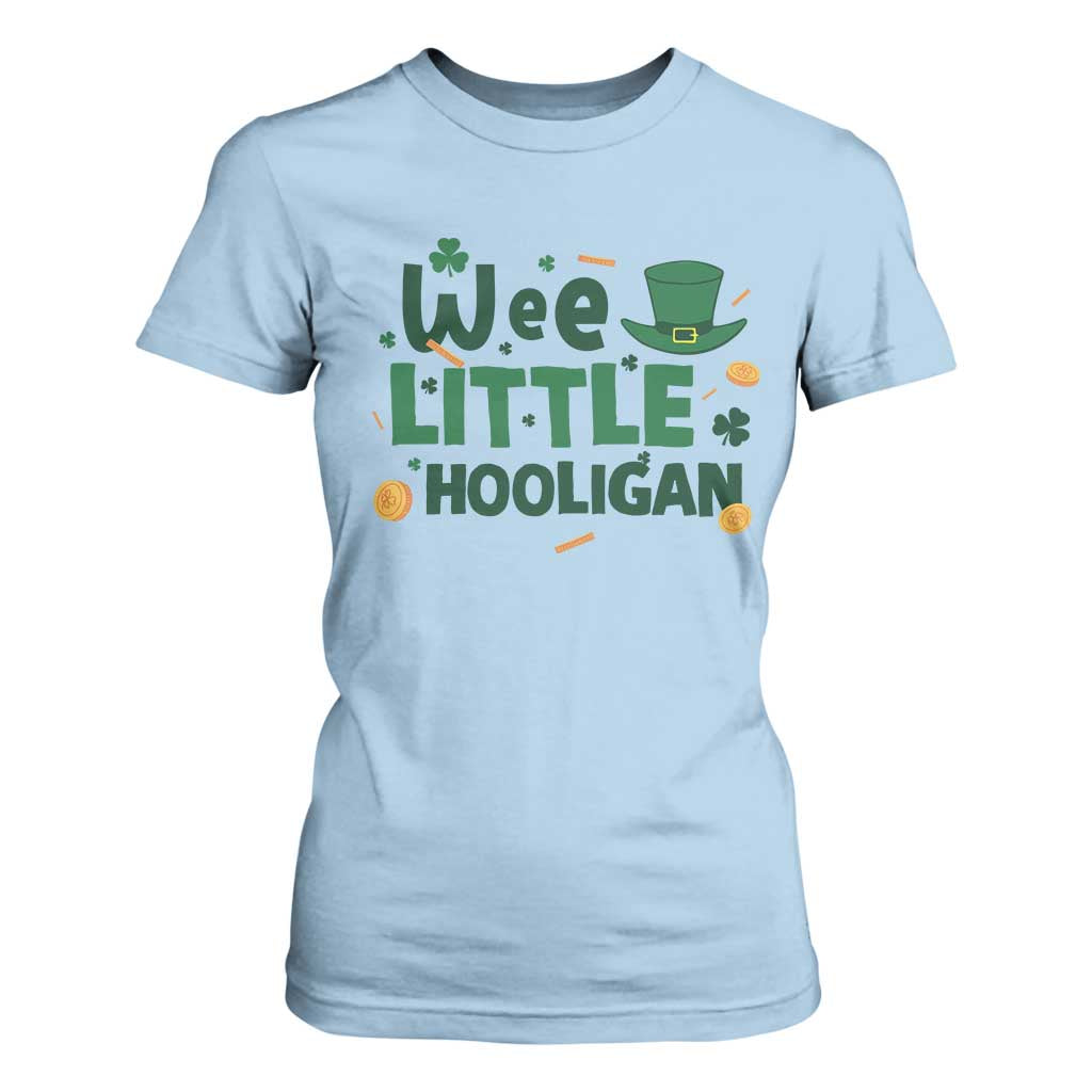 Funny St Patrick's Day Wee Little Hooligan T Shirt For Women Shamrock TS11 Light Blue Print Your Wear