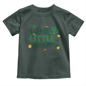 Funny St Patrick's Day Wee Little Hooligan Toddler T Shirt Shamrock TS11 Dark Forest Green Print Your Wear