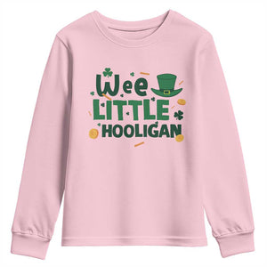 Funny St Patrick's Day Wee Little Hooligan Youth Sweatshirt Shamrock TS11 Light Pink Print Your Wear