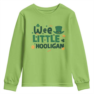 Funny St Patrick's Day Wee Little Hooligan Youth Sweatshirt Shamrock TS11 Lime Print Your Wear