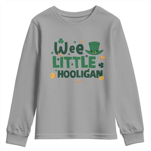 Funny St Patrick's Day Wee Little Hooligan Youth Sweatshirt Shamrock TS11 Sport Gray Print Your Wear