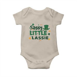 Funny St Patrick's Day Sassy Little Lassie Baby Onesie Shamrock TS11 Sand Print Your Wear