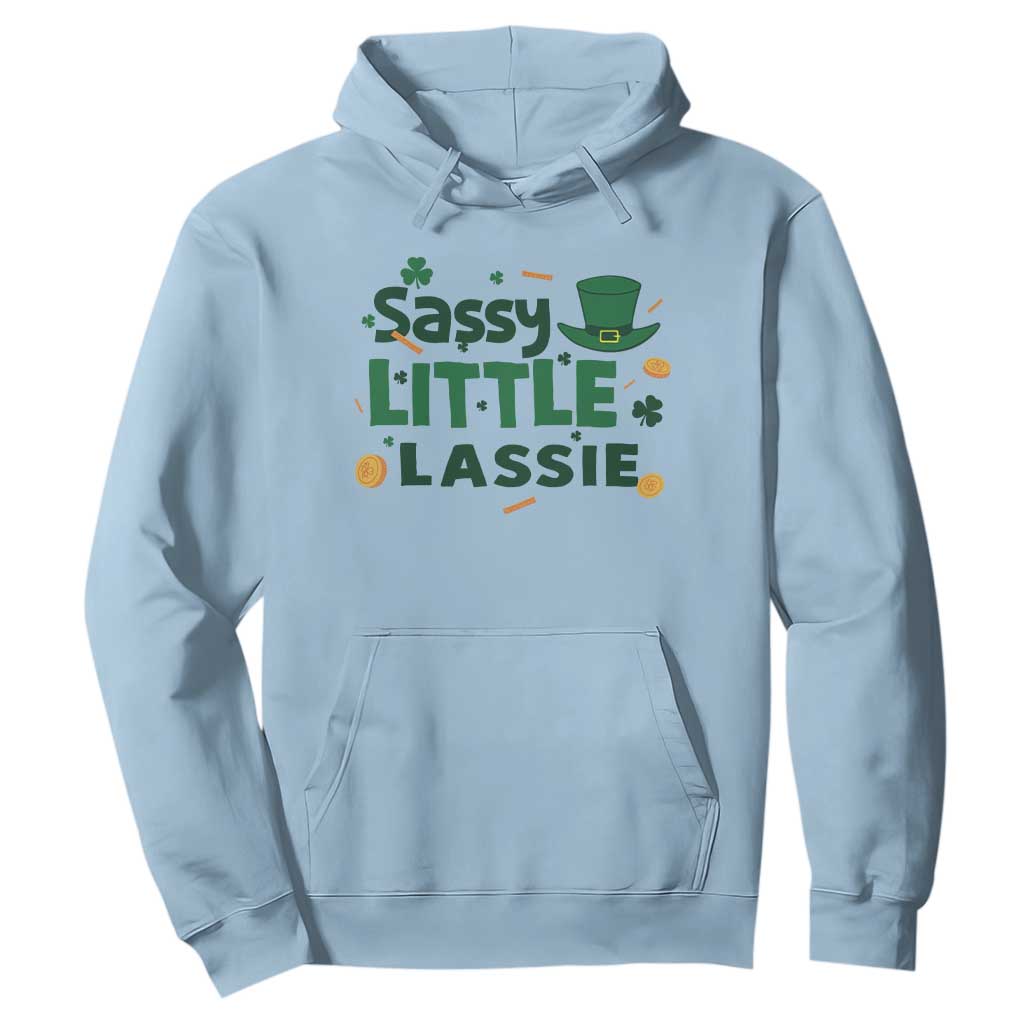 Funny St Patrick's Day Sassy Little Lassie Hoodie Shamrock TS11 Light Blue Print Your Wear