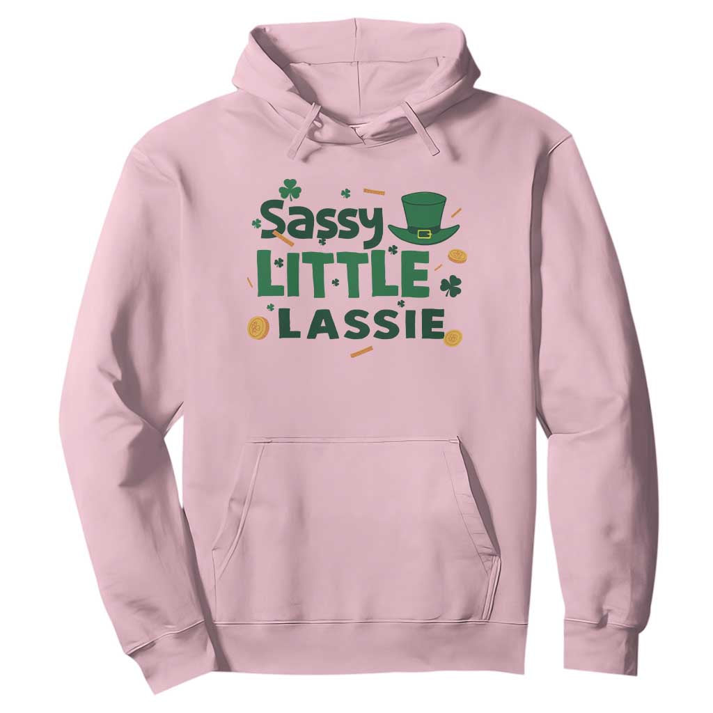 Funny St Patrick's Day Sassy Little Lassie Hoodie Shamrock TS11 Light Pink Print Your Wear