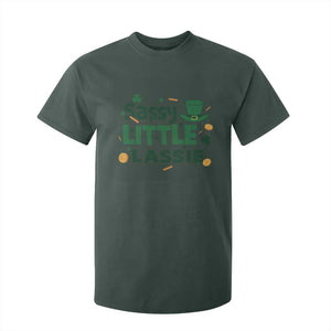 Funny St Patrick's Day Sassy Little Lassie T Shirt For Kid Shamrock TS11 Dark Forest Green Print Your Wear