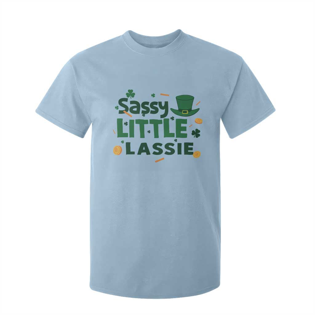 Funny St Patrick's Day Sassy Little Lassie T Shirt For Kid Shamrock TS11 Light Blue Print Your Wear