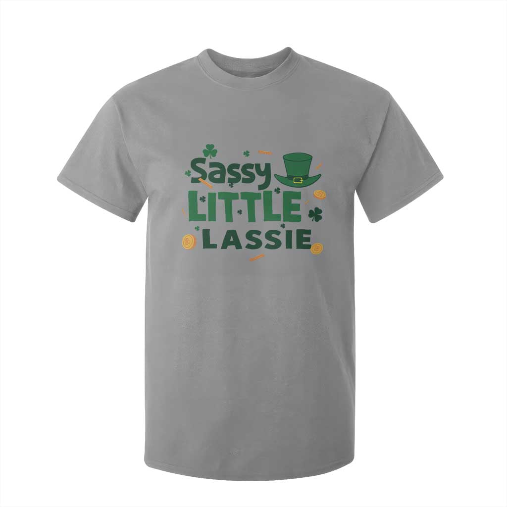 Funny St Patrick's Day Sassy Little Lassie T Shirt For Kid Shamrock TS11 Sport Gray Print Your Wear