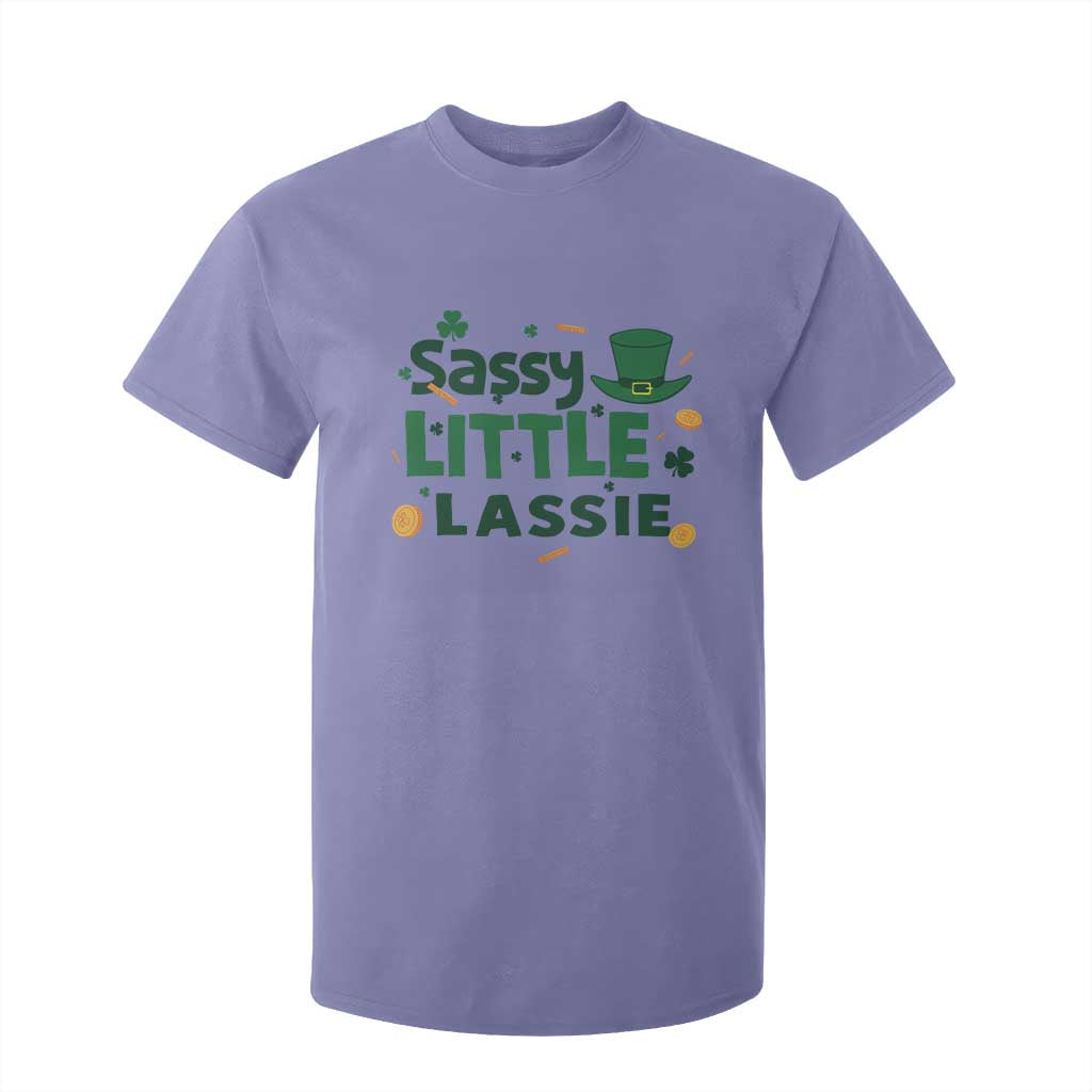 Funny St Patrick's Day Sassy Little Lassie T Shirt For Kid Shamrock TS11 Violet Print Your Wear