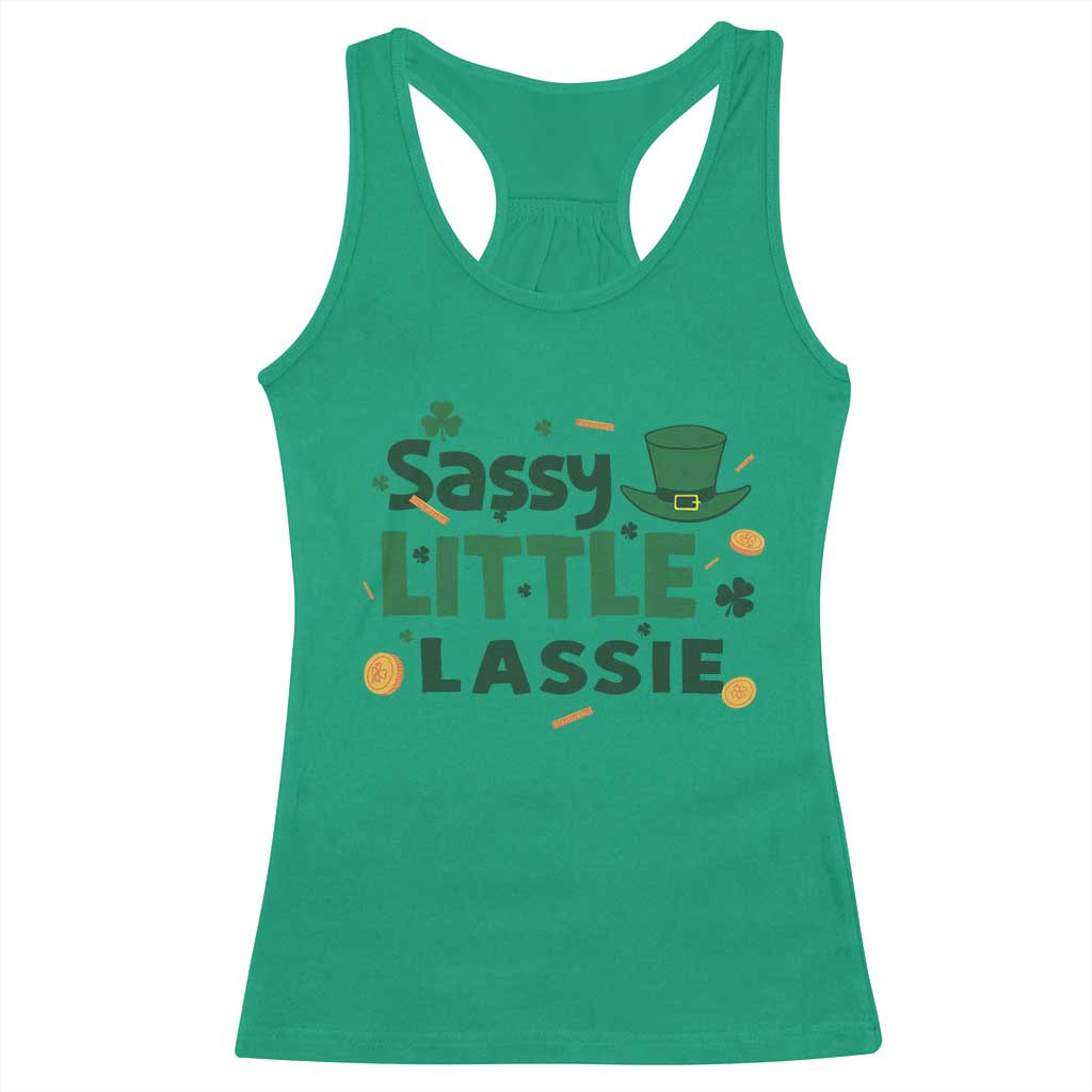 Funny St Patrick's Day Sassy Little Lassie Racerback Tank Top Shamrock TS11 Irish Green Print Your Wear