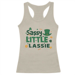 Funny St Patrick's Day Sassy Little Lassie Racerback Tank Top Shamrock TS11 Sand Print Your Wear